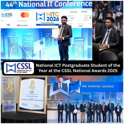 Mr. Romiyal George Receives CSSL National ICT Student Award in Postgraduate Category